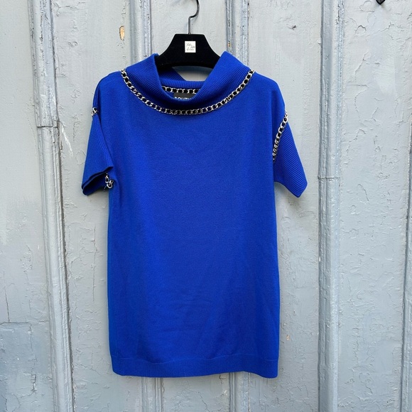 Boutique Moschino Blue Chain Detail Sweater, size 8 - Picture 1 of 8